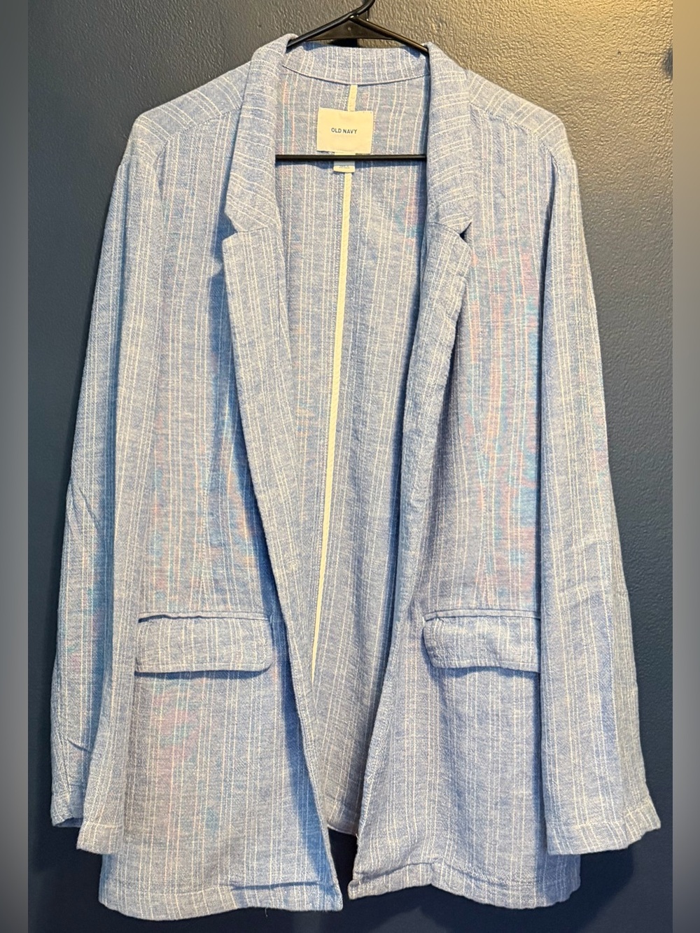 Light Blue Linen Open Blazer